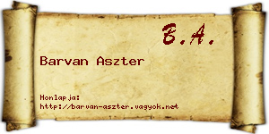Barvan Aszter névjegykártya